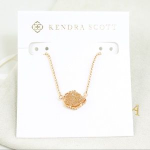 Kendra Scott Tess Necklace Sand Drusy Rose Gold